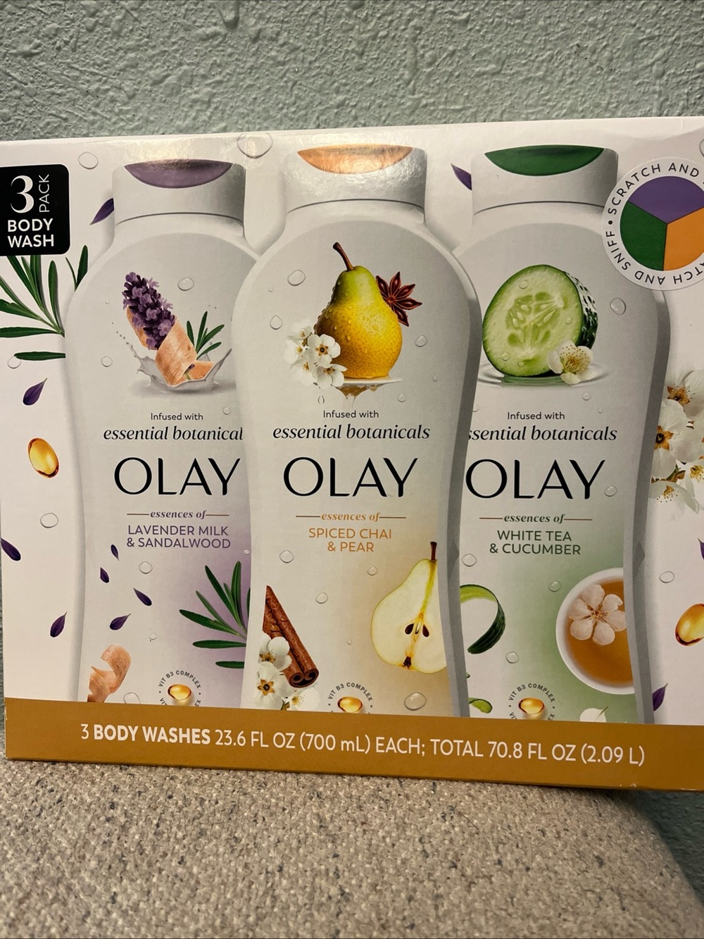 OLAY essential botanicals body  3 pack new